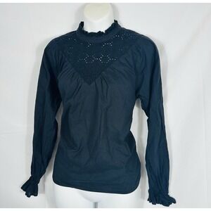 Saks Fifth Avenue Eyelet Peasant Top Size S Goth Coquette Edwardian Victorian
